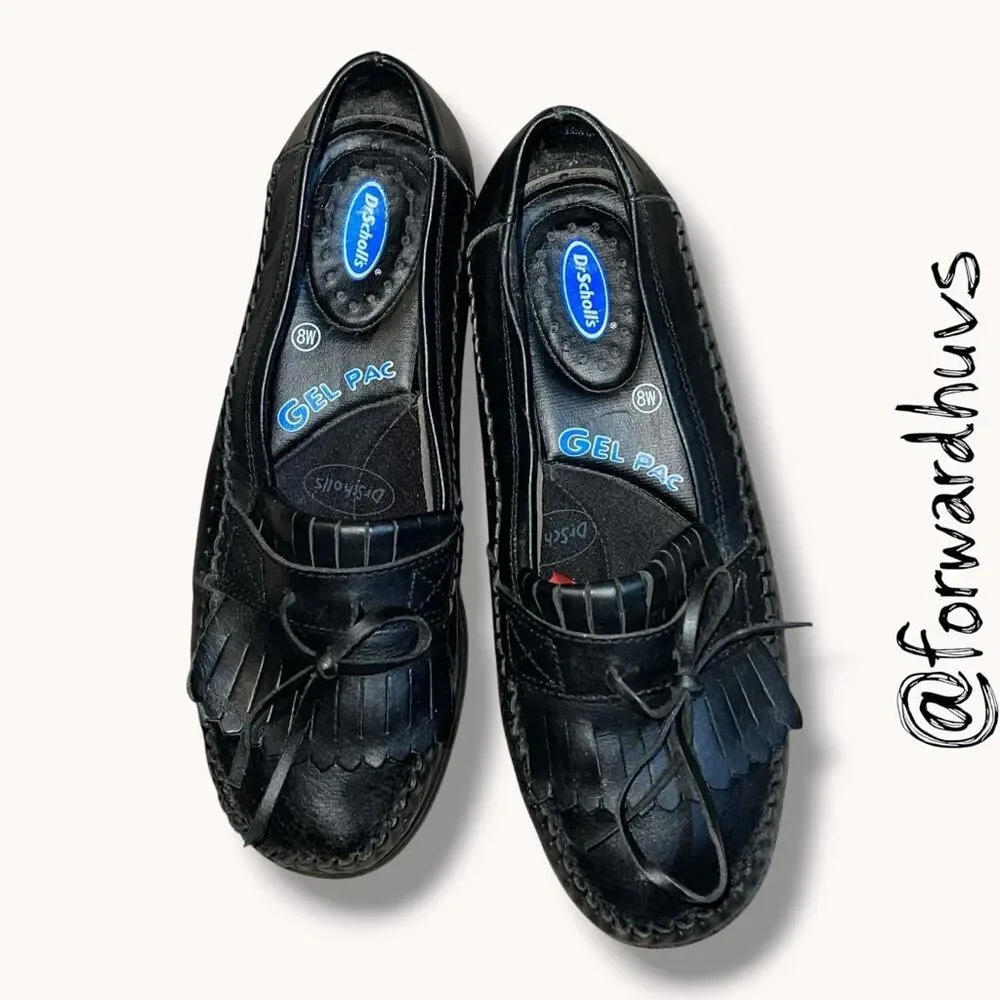 Dr. Scholl’s Gel Pac Black Leather Kiltie Loafers Women 8W